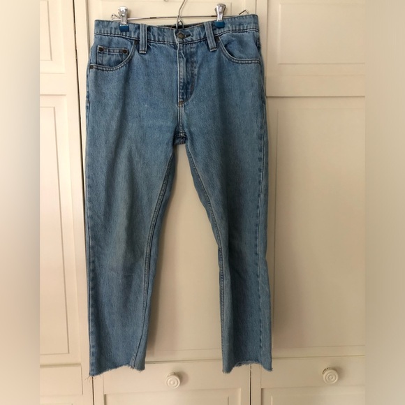 Men’s cropped raw hem denim jeans relaxed fit - Picture 2 of 5
